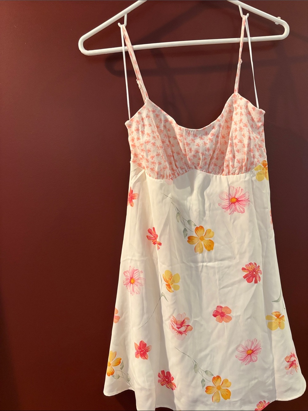 Francesca's Collections White Slip Dress with Floral Print SizeXS